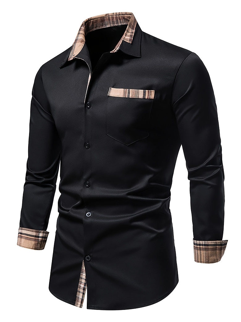 Men's Outdoor Fashion Vacation Casual Breathable Comfortable Front Pocket Plain Long Sleeves Shirt