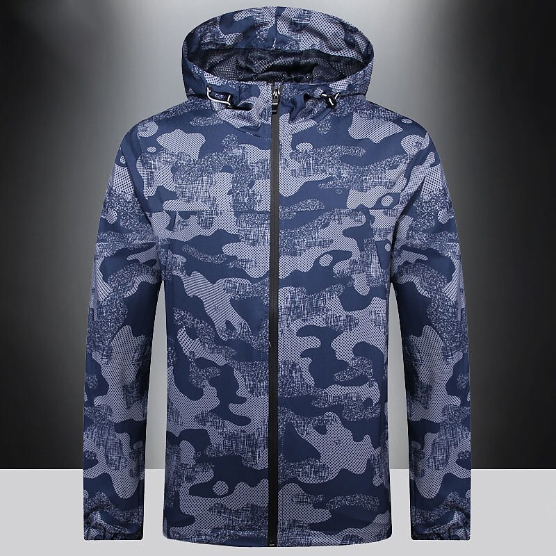Men's Outdoor Hiking Camping Skiing Climbing Wind Proof Breathable Comfortable Camo Hooded Long Sleeve