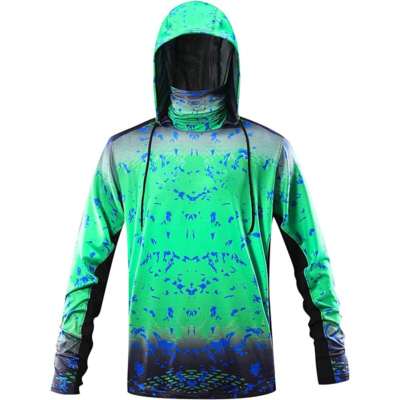 Men's Hoodie Jacket Hooded Outdoor Long Sleeve UV Protection Breathable Lightweight Sweat wicking Quick Dry Top Summer Spring Outdoor Fishing 