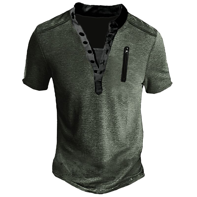 Men's Outdoor Street Fashion Vacation Casual Breathable Comfortable Light Short Sleeve Henley Shirt