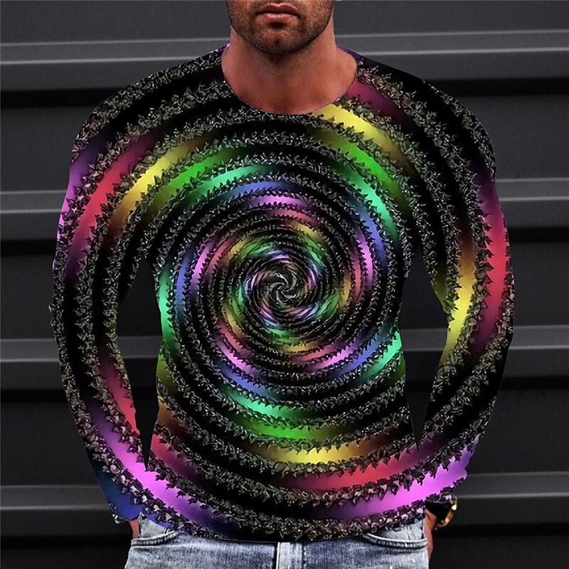 Men's T shirt Graphic Prints Crack Crew Neck 3D Print Holiday Long Sle