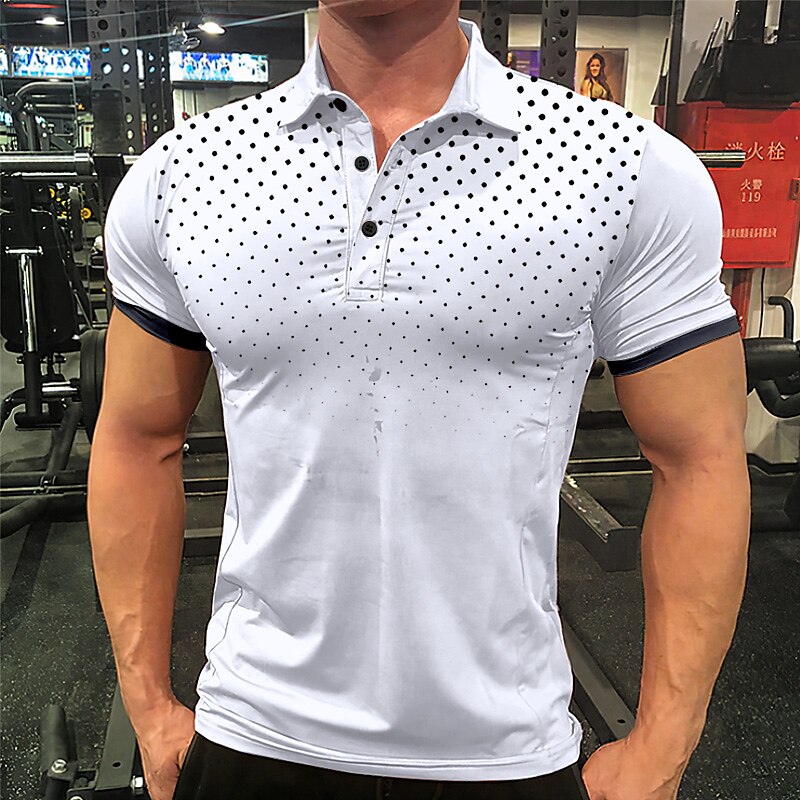 Men's Sport Polo Polo Shirt Casual Holiday Lapel Short Sleeve Fashion Basic Polka Dot Button Summer Regular Fit Polo