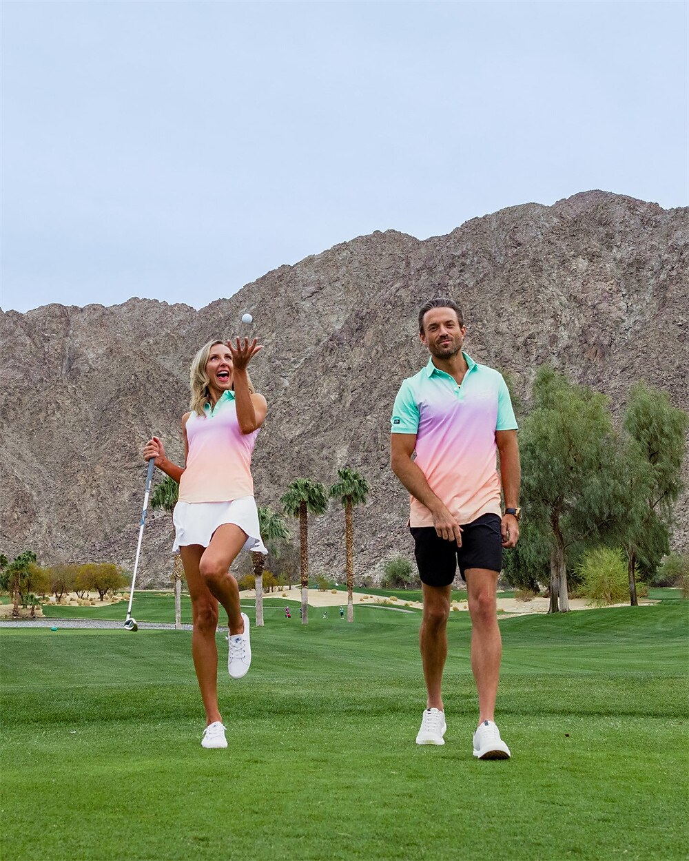 Men's Women's Matching polo Polo Shirt golf apparel Breathable Quick Dry Lightweight Top Color Gradient Summer Golf