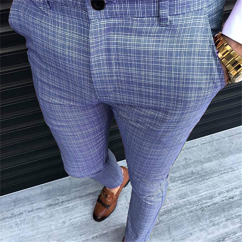 Men's Tights Trousers Jogger Pants Plaid Pocket Plaid Comfort Breathable Full Length Casual Daily Streetwear 