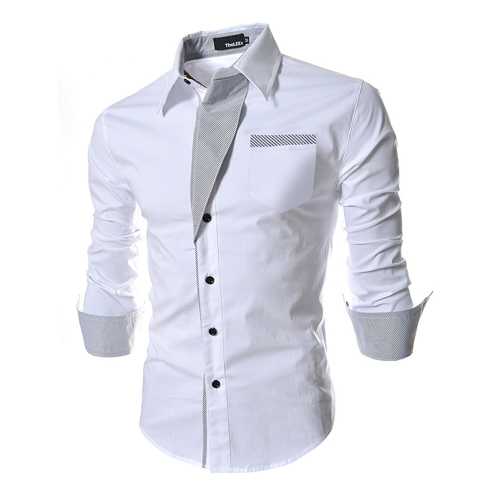 Men's Outdoor Work Wedding Fashion Comfortable Pocket Plain Long Sleeves Shirt