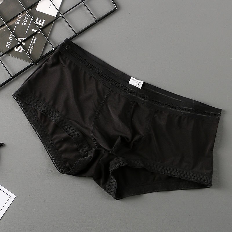 Men's 3 Pack Boxer Briefs Underwear Basic Panties Boxers Underwear Basic Nylon Pure Color Mid Waist Black White