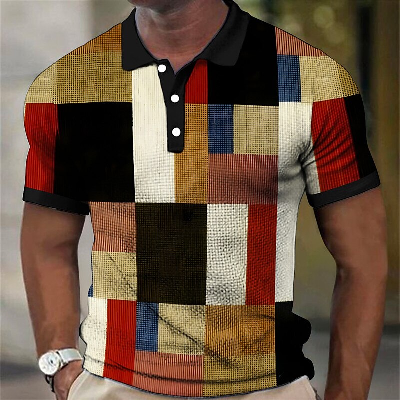 Men's Waffle Golf Outdoor Fashion Street Comfortable Soft Prints Short Sleeves Polo Shirt