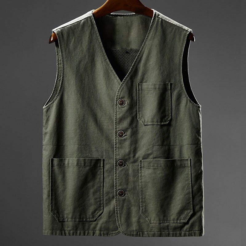 Men's Outdoor Vacation Fishing Camping Breathable Lightweight Comfortable Pockets Plain Sleeveless Gilet