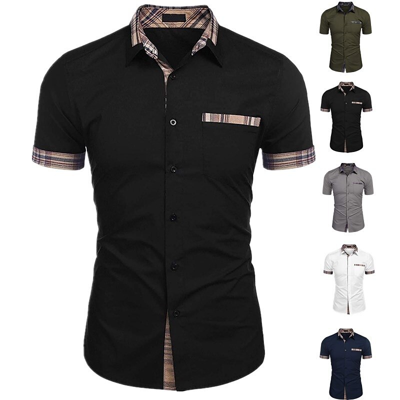 Men's Outdoor Street Casual Fashion Comfortable Breathable Plain Pocket Short Sleeves Shirt