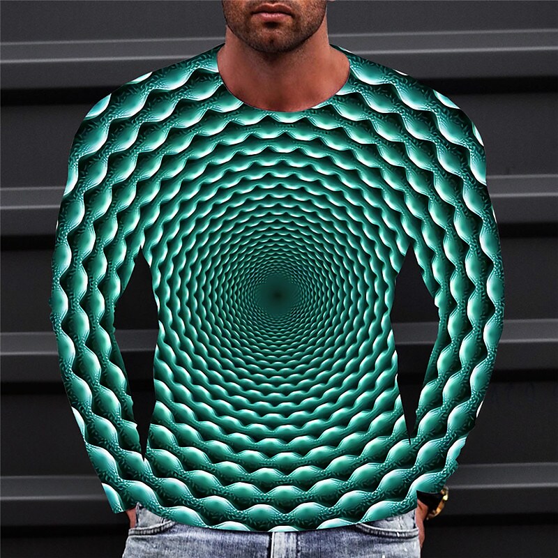 Men's T shirt Graphic Prints Crack Crew Neck 3D Print Holiday Long Sle