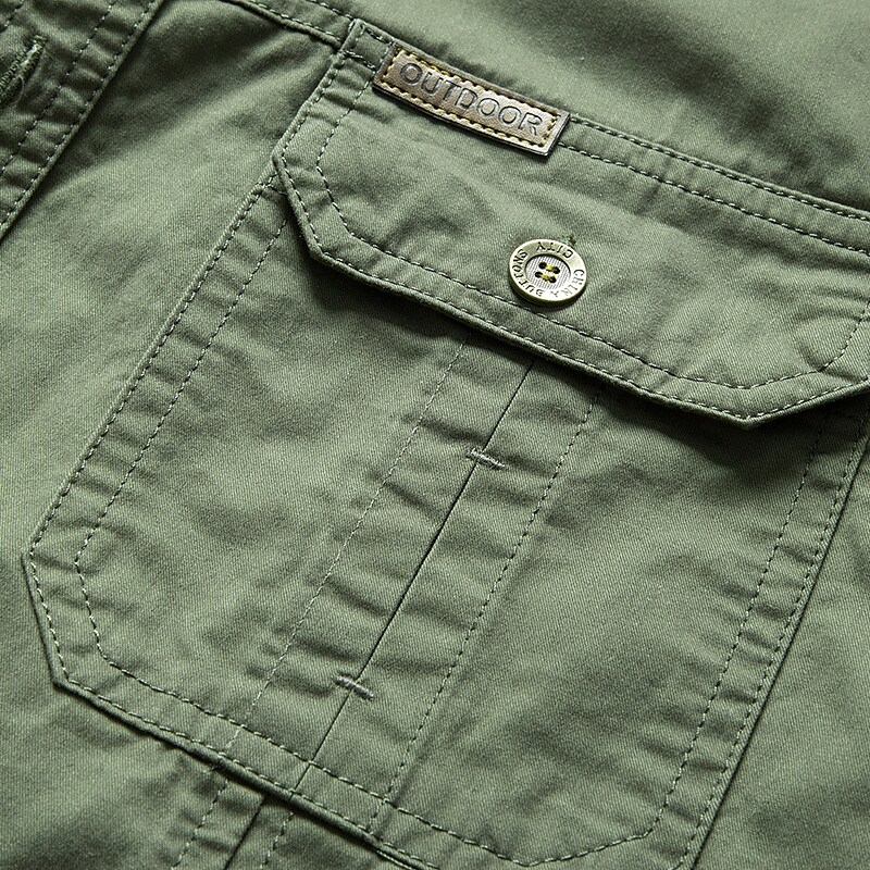 Men's Outdoor Working Casual Comfortable Pockets Lightweight Solid Color Lapel Cargo Shirt