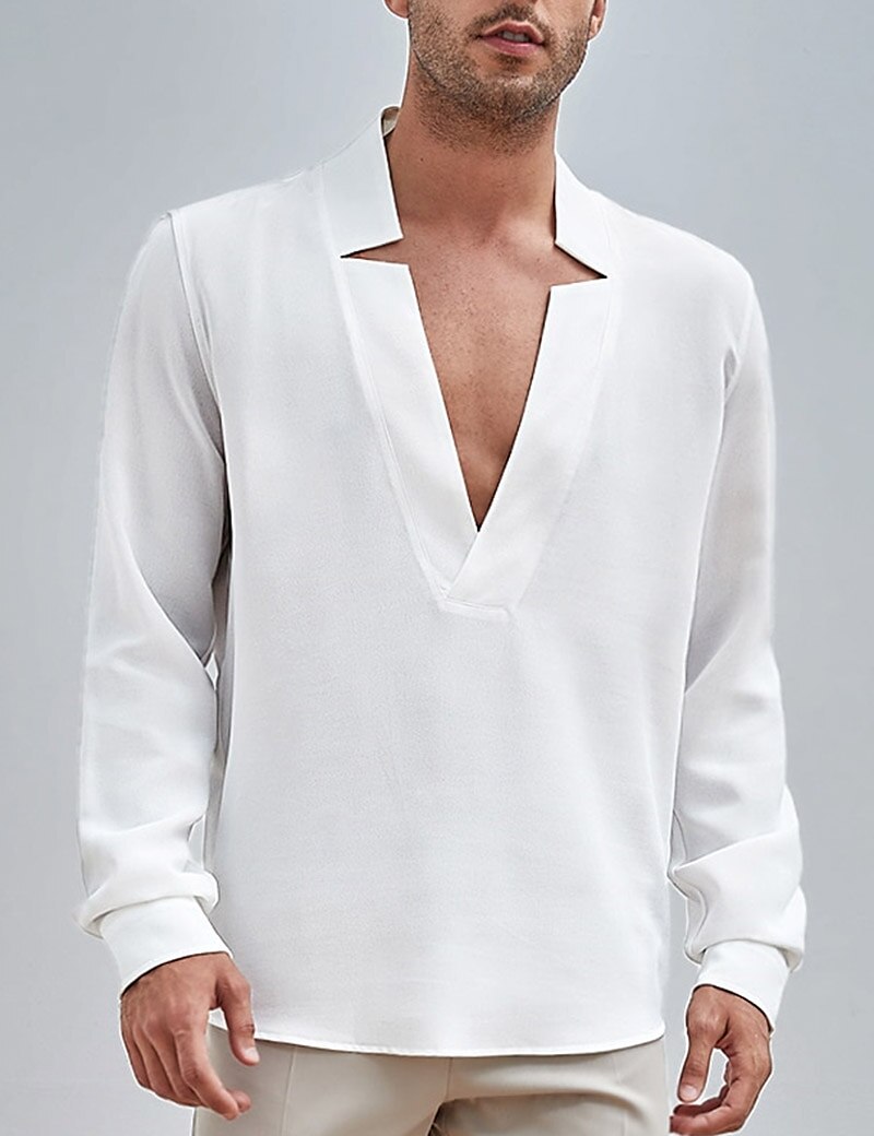 Men's Casual Vacation Street Fashion Comfortable Breathable Soft Light Long Sleeves Plain Shirt