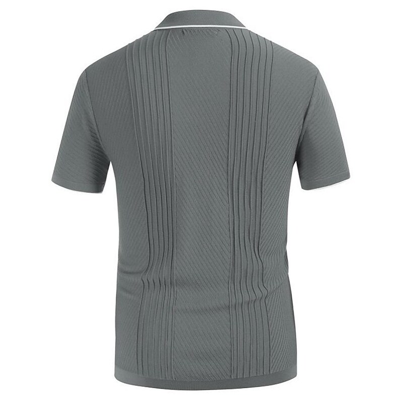 Men's Outdoor Street Casual Breathable Lightweight Comfortable Solid Color Lapel Polo Knitting Shirt