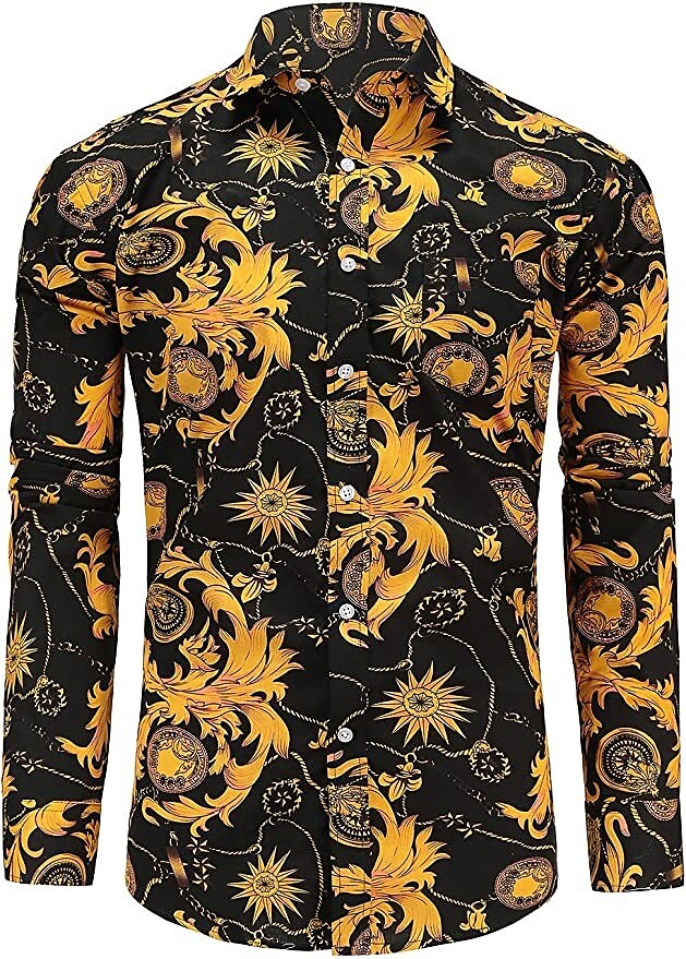 Men's Graphic Shirt 3D Print Outdoor Casual Long Sleeve Button-Down Br