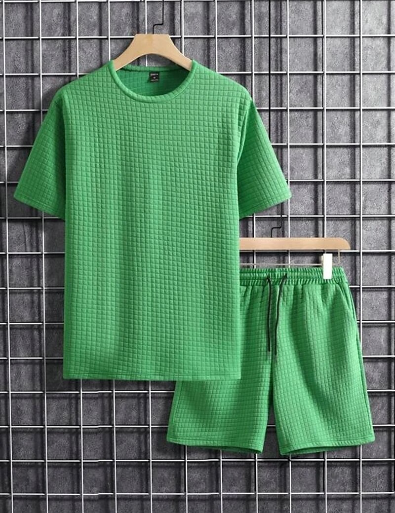 Men's Casual Sport Fashion Vacation Comfortable Soft Plain Short Sleeves T Shirt Shorts Sets