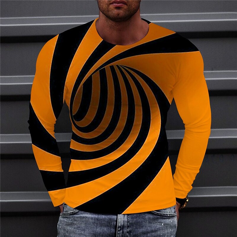 Men's T shirt Graphic Prints Crack Crew Neck 3D Print Holiday Long Sle