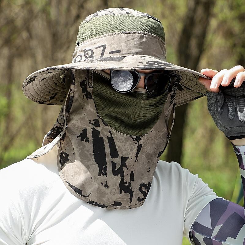 Men's Women's Sun Hat Bucket Hat Fishing Hat Outdoor Waterproof Portable UV Sun Protection Windproof Hat White camouflage Army camouflage Gray camouflage for Fishing Climbing Beach