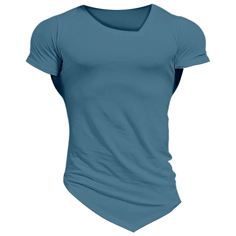 Men's Outdoor Sport Casual Vacation Smooth Quick Dry Lightweight Solid Color V-neck Short Sleeve T-shirt