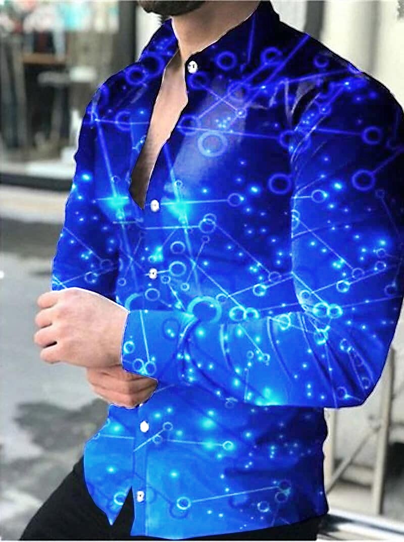 Men's Graphic Shirt 3D Print Outdoor Casual Long Sleeve Button-Down Br