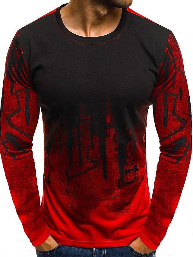 Men's T shirt Graphic Prints Spiral Stripe Crew Neck Print Daily Holiday Long Sleeve Print Top