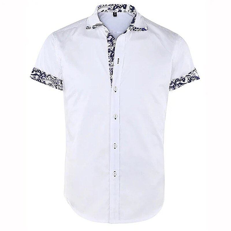 Men's Outdoor Casual Fashion Classic Comfortable Breathable Light Floral Short Sleeve Shirt