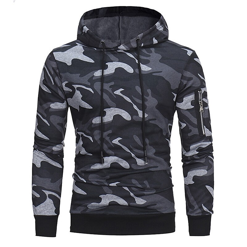 Men's Outdoor Hunting Casual Camping Wind Proof Wear Resistant Breathable Lightweight Camo Long Sleeve Hooded