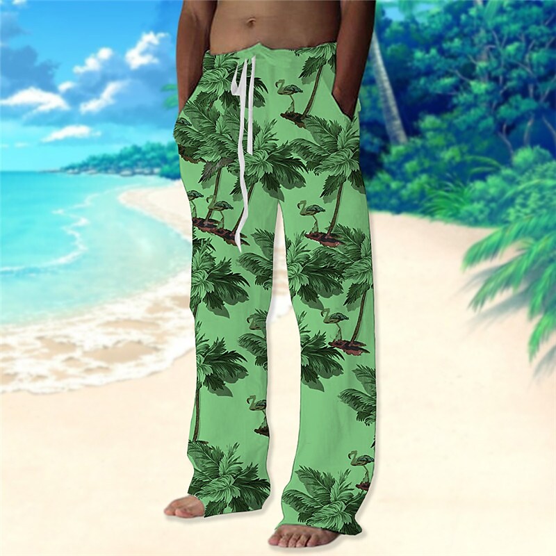 Men's Beach Pants Drawstring Elastic Waist Print Graphic Prints Comfor