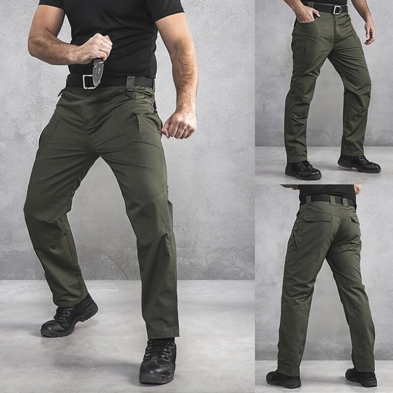 Men's sports outdoor hiking multi-pocket solid color waterproof wear resistant cargo pants