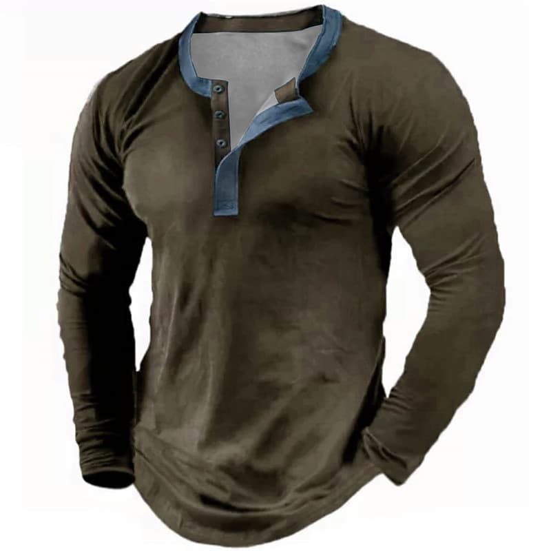 Men's Henley Shirt Graphic Henley Long Sleeve  Streetwear Comfortable Casual Sports Tops