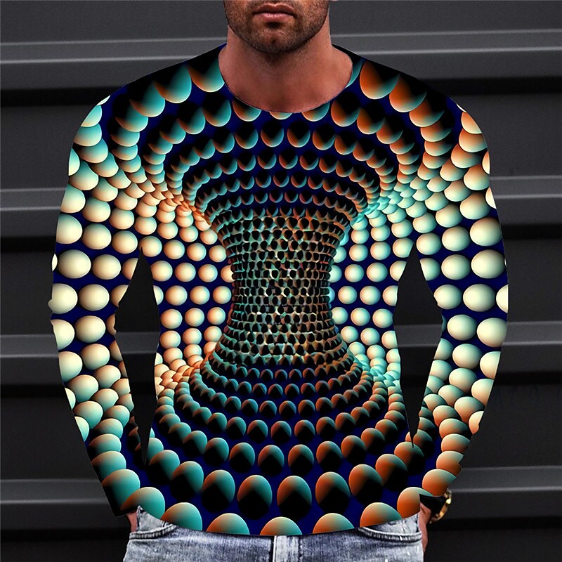 Men's T shirt Graphic Prints Crack Crew Neck 3D Print Holiday Long Sle