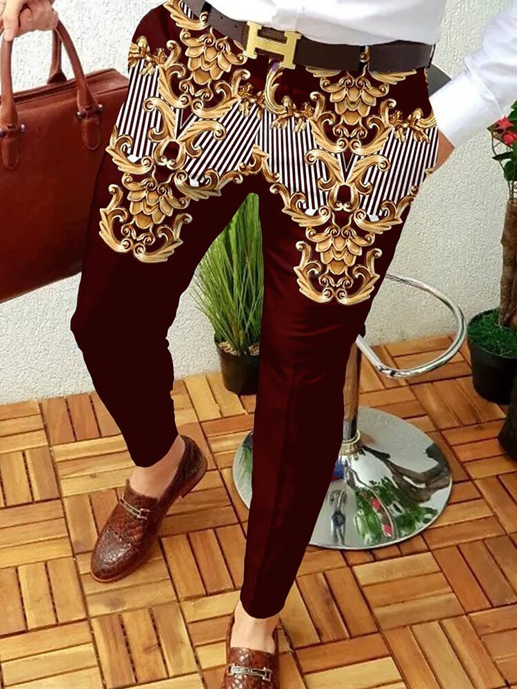 Men's Chinos Slacks Trousers Pencil Pants Jogger Pants Side Pockets Print Geometry Full Length Casual Smart Casual Pants