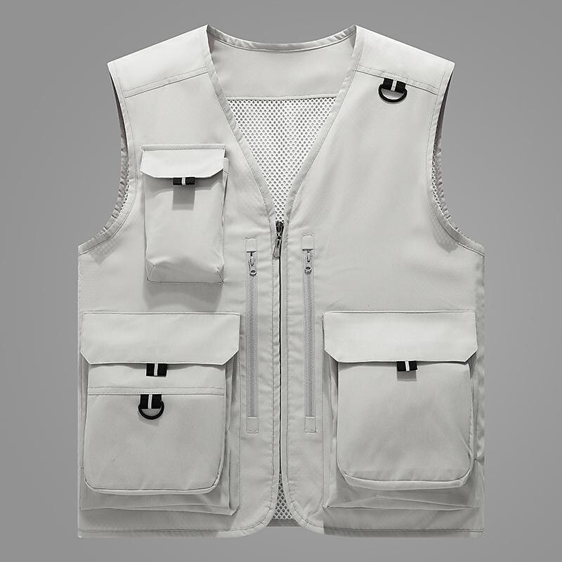 Men's Fishing Hiking Outdoor Camping Hunting Multi-pocket Anti-wind Lightweight Solid Color Sleeveless Vest