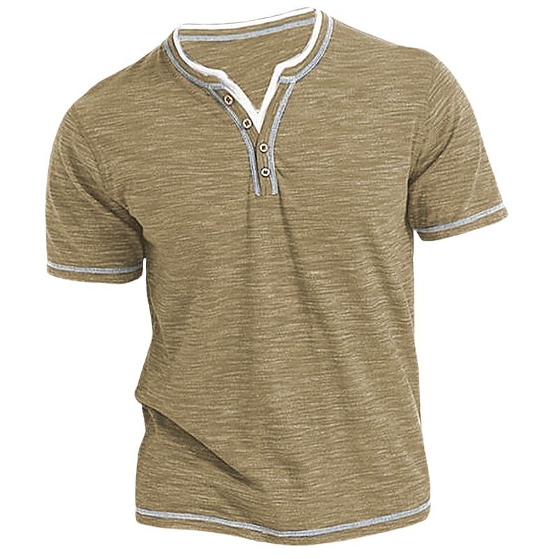 Men's Street Vacation Apparel Fashion Designer Breathable Comfortable Short Sleeves Plain Top Henley Shirt