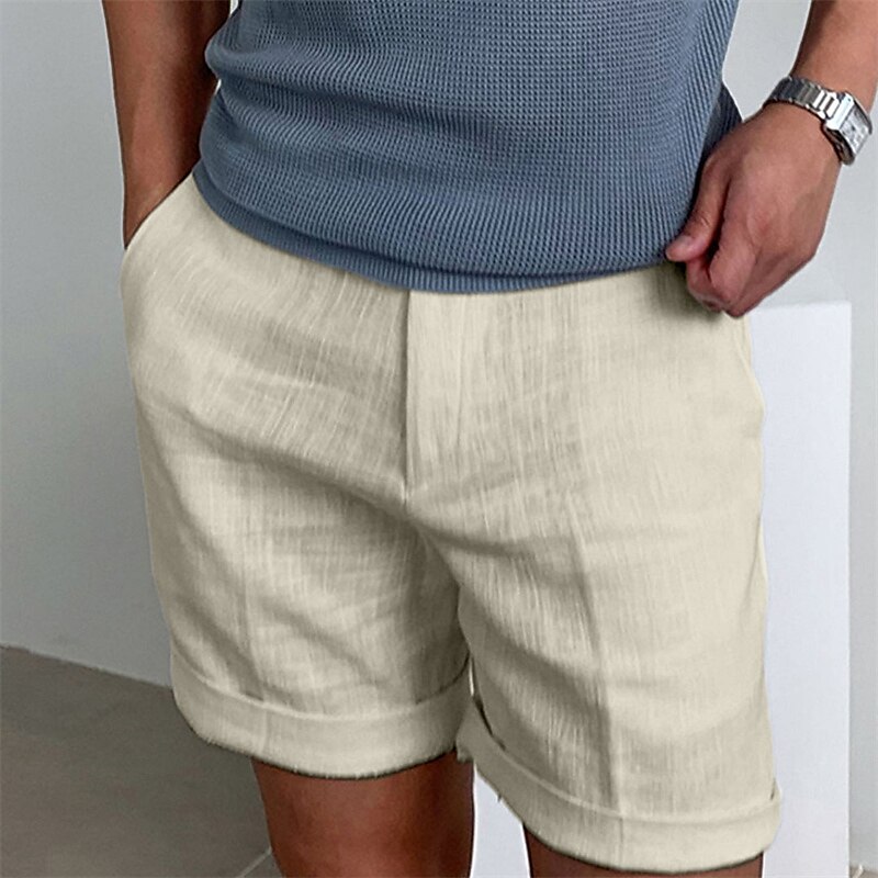 Men's Shorts Linen Shorts Summer Shorts Beach Shorts Zipper Plain Comfort Breathable Short Outdoor Daily Streetwear Linen / Cotton Blend Stylish Casual Black White Inelastic