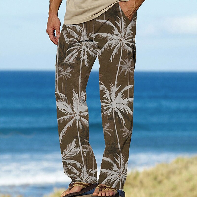 Men's Beach Pants Drawstring Elastic Waist Print Graphic Prints Comfor