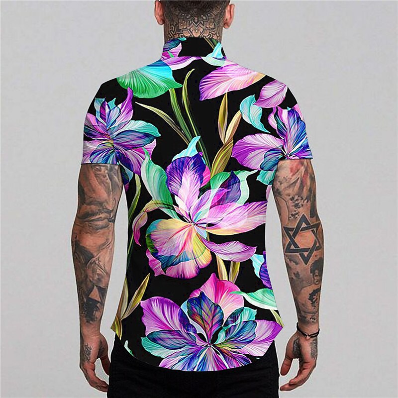 Men's Graphic Shirt Aloha Shirt Floral Print Outdoor Street Short Slee