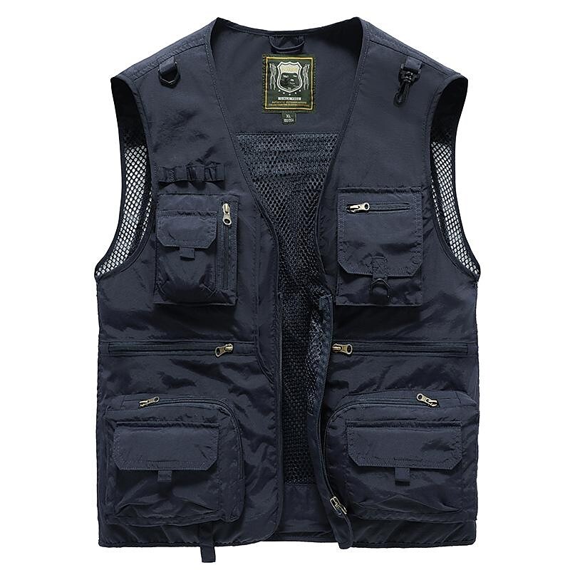 Men's Fishing Hiking Outdoor Camping Hunting multi pocket anti-wind dry lightweight solid color sleeveless vest