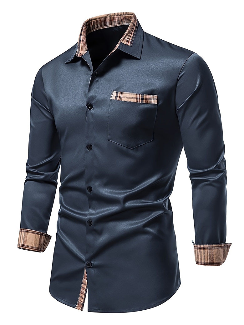 Men's Outdoor Fashion Vacation Casual Breathable Comfortable Front Pocket Plain Long Sleeves Shirt