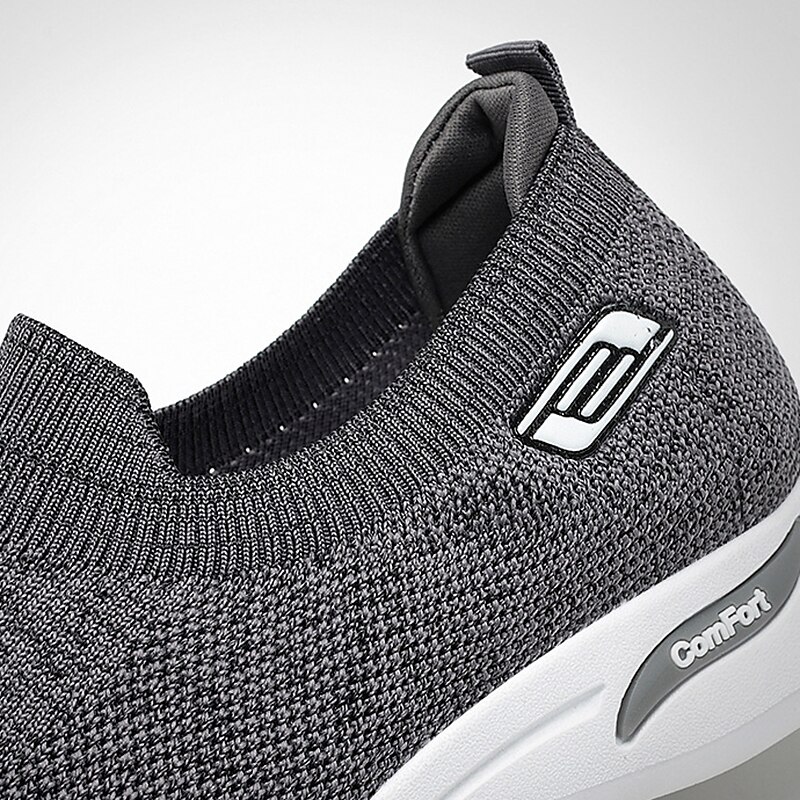 Men's Sneakers Slip On Running Shoes Non-slip Cushioning Breathable Light Soft Running Road Running PVC Knit 