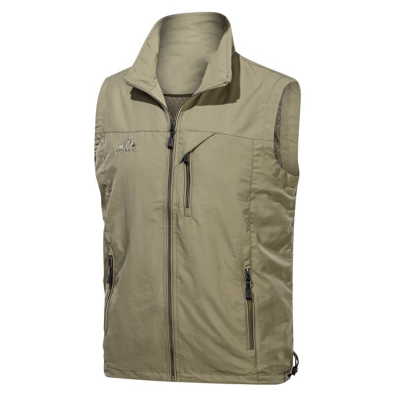 Men's Outdoor Vacation Street Casual Breathable Light Comfortable Pockets Stand Collar Plain Gilet