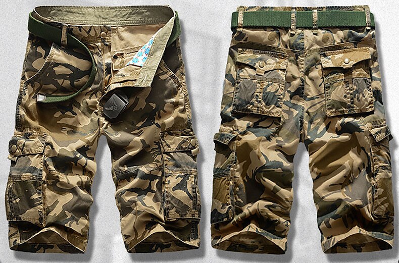 Men's Outdoor Hiking Fishing Trip Camping Breathable Quick drying multi pocket camouflage cargo shorts