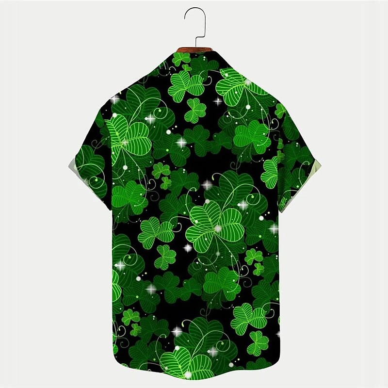 Men's Shirt Cat Graphic Prints Clover Turndown Outdoor Street Short Sl