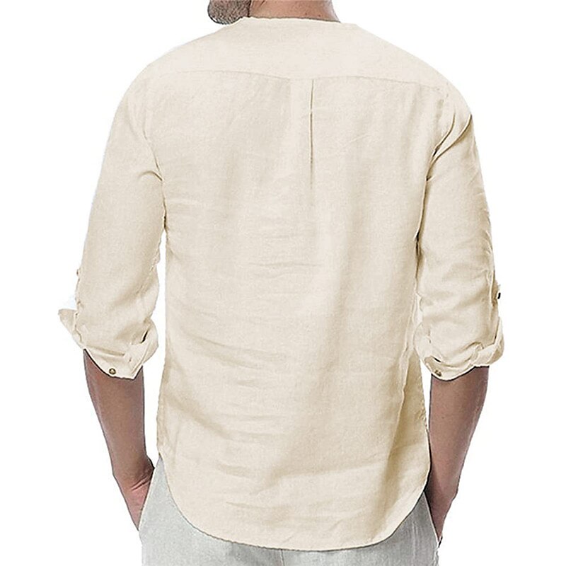 Men's Outdoor Street Fashion Vacation Comfortable Breathable Soft Plain Long Sleeve Shirt