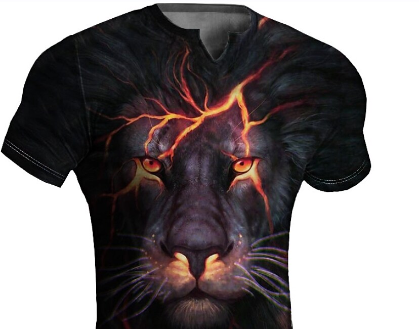 Men's Sports Fitness Muscle Leisure Outdoor Street Quick Dry Breathable Animal Print Polo Short Sleeve