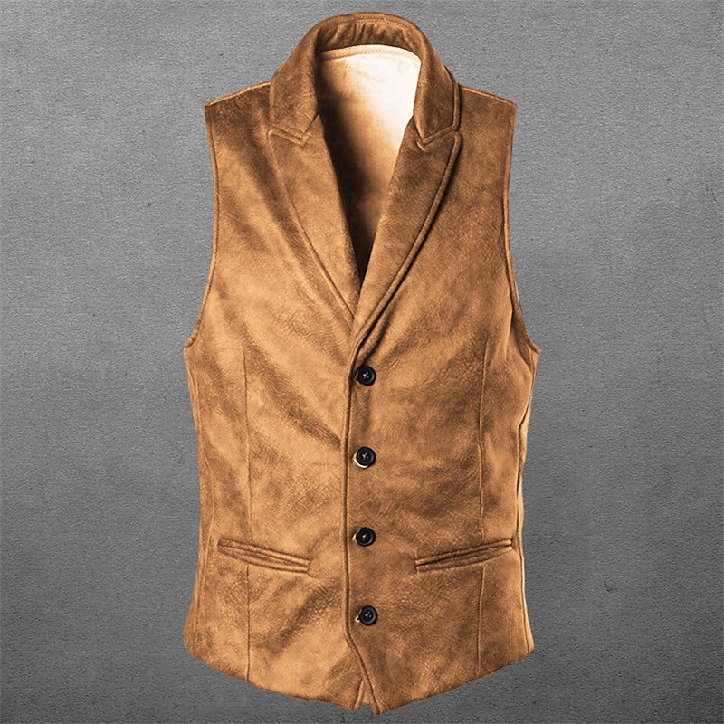 Men's Outdoor Vintage Vacation Casual Breathable Comfortable Light Plain V-neck Sleeveless Gilet