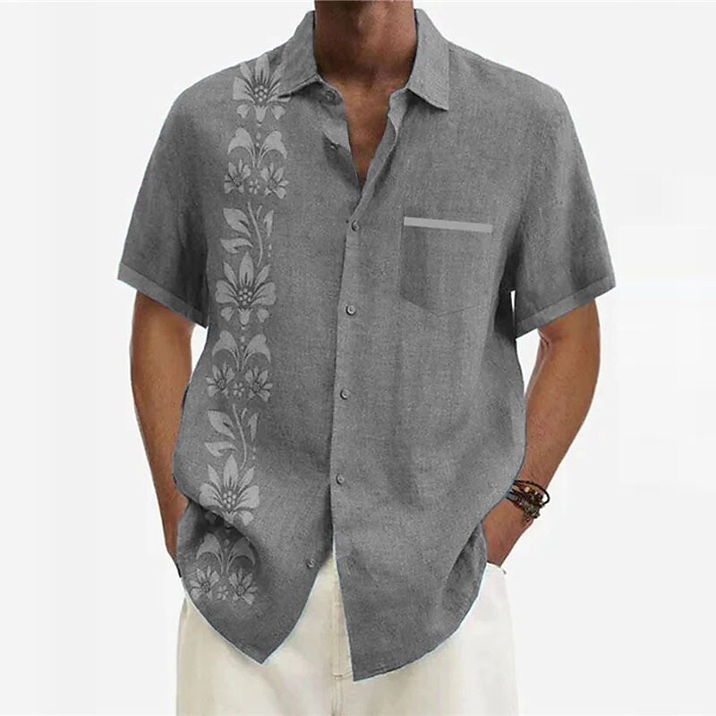 Men's Hawaiian Graphic Shirt Floral Turndown Outdoor Street Short Slee
