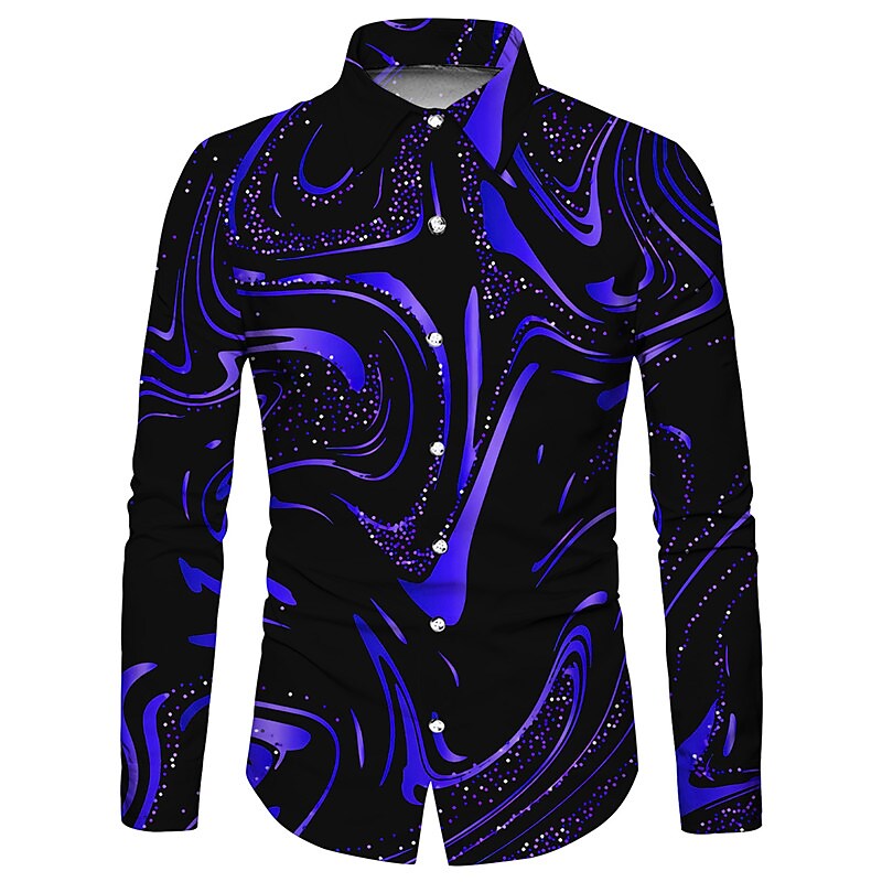 Men's Graphic Shirt 3D Print Outdoor Casual Long Sleeve Button-Down Br