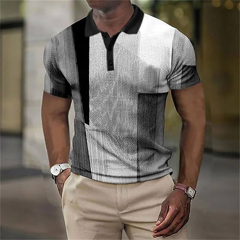 Men's Waffle Golf Outdoor Street Fashion Breathable Comfortable Soft Print Short Sleeves Polo Shirt