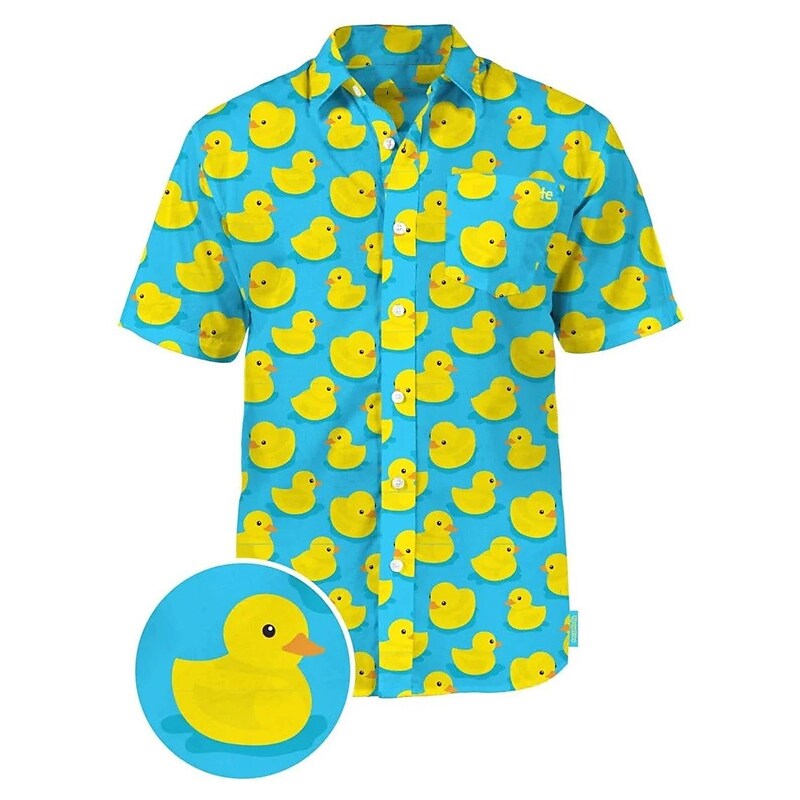 Men's Shirt Animal Graphic Prints Duck Turndown Yellow Blue Blue+Blue