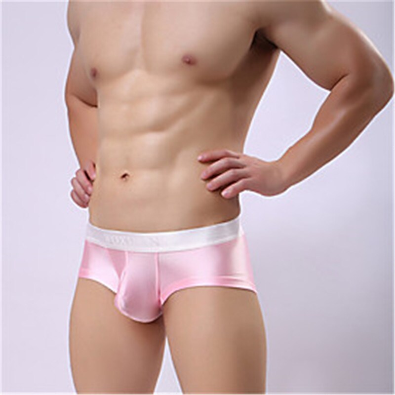 Men's home casual solid color soft elastic comfortable smooth cool breathable boxer briefs